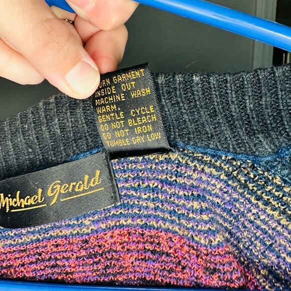 Vintage 80s/90s Michael Gerald Multicolor Geometric Cardigan Sweater Size Small - Picture 10 of 10